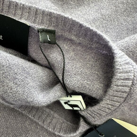 NWT Black goat Cashmere Dress Lilac Gathered Waist Knee Length Sweater Dress L - Picture 7 of 13